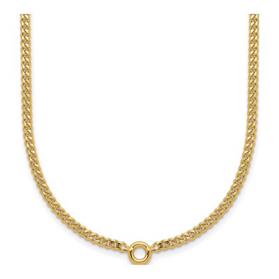 14K Yellow Gold Bezel Curb Mount Necklace