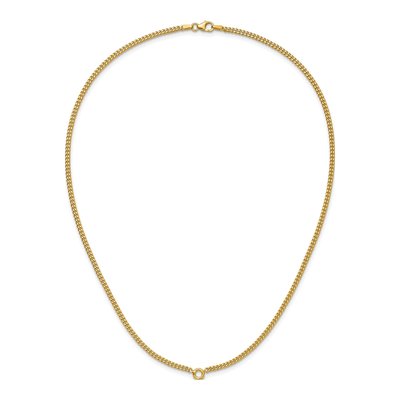 14K Yellow Gold 18-inch Curb Bezel Mount Necklace – view 5