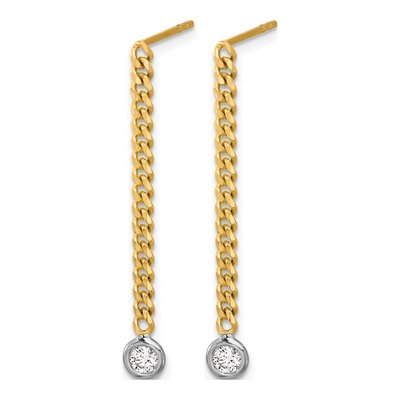 14K Yellow Gold 1/5 ct tw Diamond Curb Dangle Earrings – view 2