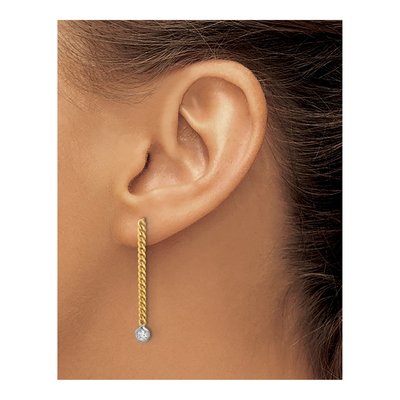 14K Yellow Gold 1/5 ct tw Diamond Curb Dangle Earrings – view 3