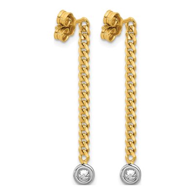 14K Yellow Gold 1/5 ct tw Diamond Curb Dangle Earrings – view 4