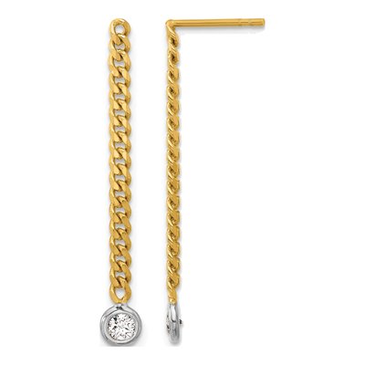 14K Yellow Gold 1/5 ct tw Diamond Curb Dangle Earrings
