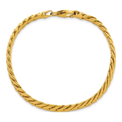 14K Yellow Gold 7mm Fancy Link Chain Bracelet – view 4