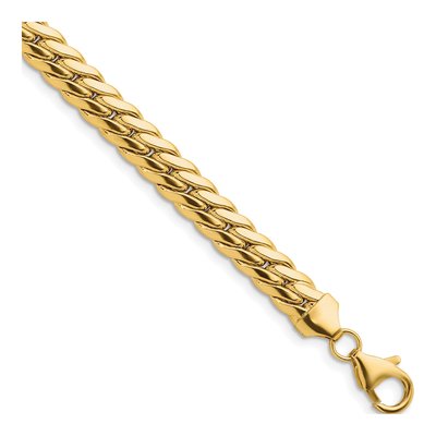 14K Yellow Gold 7mm Fancy Link Chain Bracelet