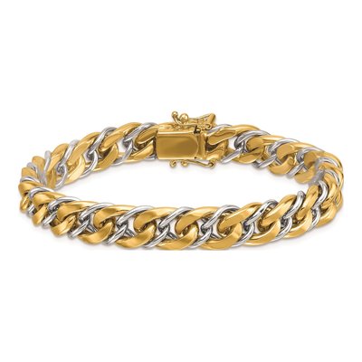 14K Two-Tone Gold 9.25mm Curb Chain Bracelet – view 5