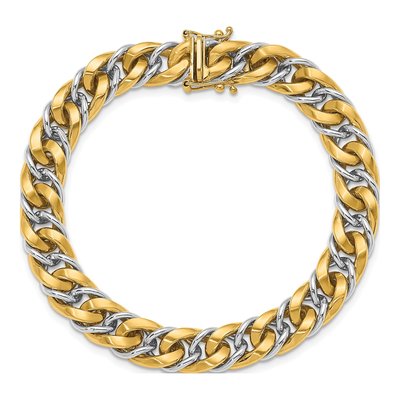 14K Two-Tone Gold 9.25mm Curb Chain Bracelet – view 6