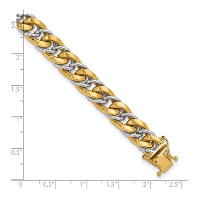 14K Two-Tone Gold 9.25mm Curb Chain Bracelet – view 4