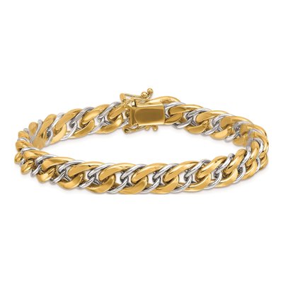 14K Two-Tone Gold 9.25mm Curb Chain Bracelet – view 5