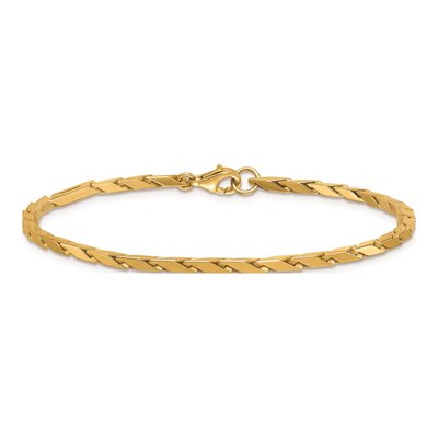 14K Yellow Gold 2mm Fancy Link Chain Bracelet – view 5