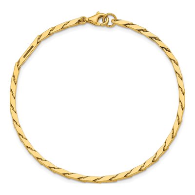 14K Yellow Gold 2mm Fancy Link Chain Bracelet – view 6