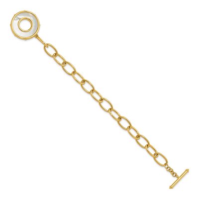 14K Yellow Gold Mother of Pearl Toggle Bracelet – view 2