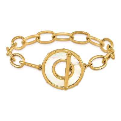 14K Yellow Gold Mother of Pearl Toggle Bracelet – view 3