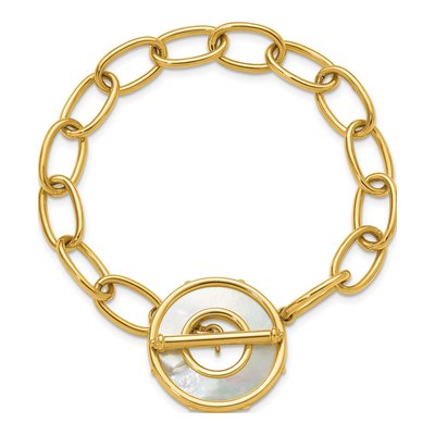 14K Yellow Gold Mother of Pearl Toggle Bracelet – view 4