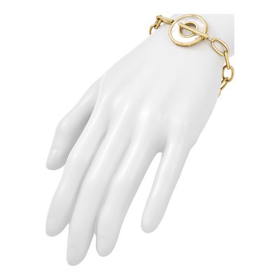 14K Yellow Gold Mother of Pearl Toggle Bracelet – view 6