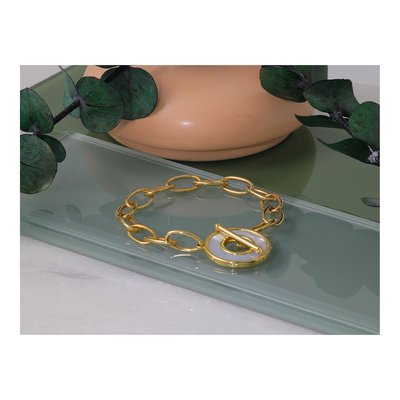 14K Yellow Gold Mother of Pearl Toggle Bracelet – view 7