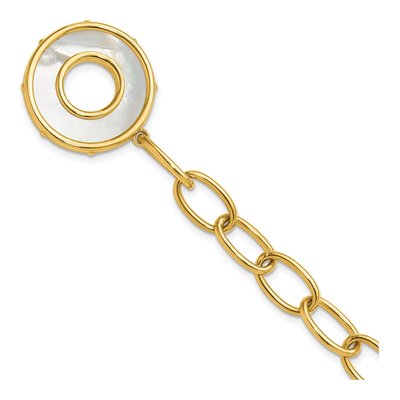 14K Yellow Gold Mother of Pearl Toggle Bracelet