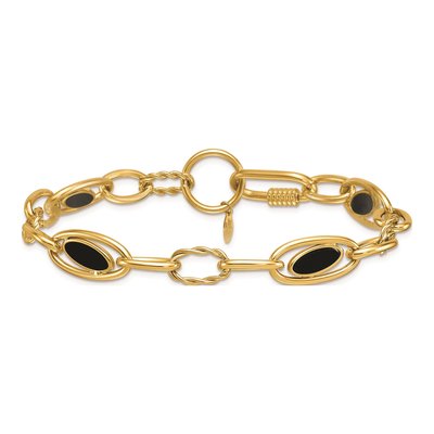 14K Yellow Gold Onyx Link Bracelet – view 4