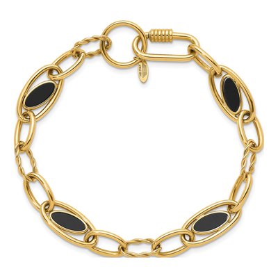 14K Yellow Gold Onyx Link Bracelet – view 5