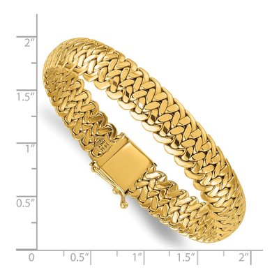 14K Yellow Gold 10.5mm Woven Fancy Link Chain Bracelet – view 3
