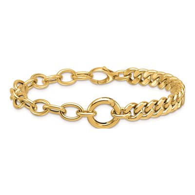 14K Yellow Gold 7.1mm Cable Holder Curb Chain Bracelet – view 5