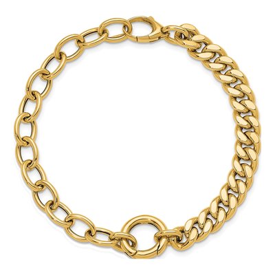 14K Yellow Gold 7.1mm Cable Holder Curb Chain Bracelet – view 6