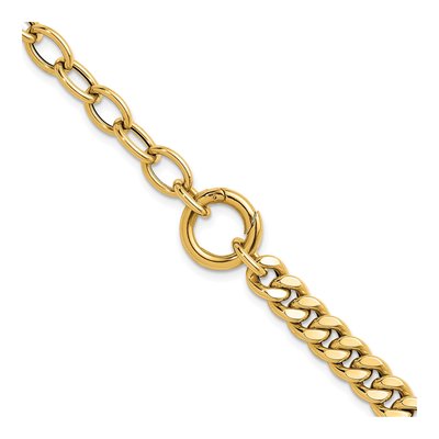 14K Yellow Gold 7.1mm Cable Holder Curb Chain Bracelet