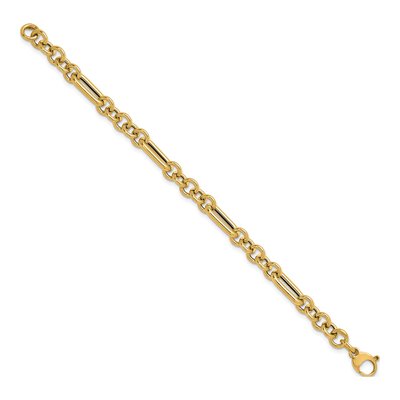 14K Yellow Gold 8mm Fancy Link Chain Bracelet – view 3