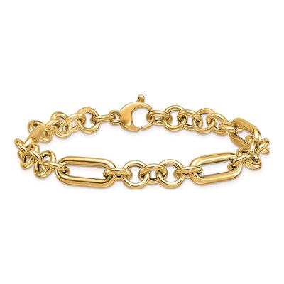 14K Yellow Gold 8mm Fancy Link Chain Bracelet – view 5