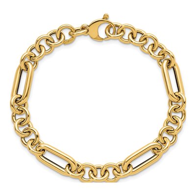 14K Yellow Gold 8mm Fancy Link Chain Bracelet – view 6