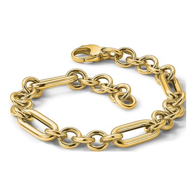 14K Yellow Gold 8mm Fancy Link Chain Bracelet – view 8