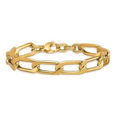 14K Yellow Gold 10.25mm Hollow Curb Chain Bracelet – view 5