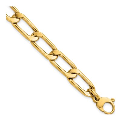 14K Yellow Gold 10.25mm Hollow Curb Chain Bracelet