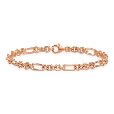 14K Rose Gold 4.6mm Fancy Link Chain Bracelet – view 5