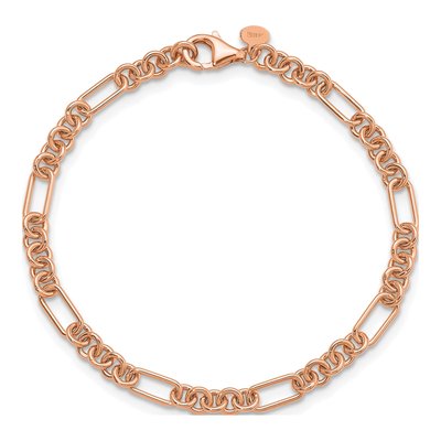 14K Rose Gold 4.6mm Fancy Link Chain Bracelet – view 6