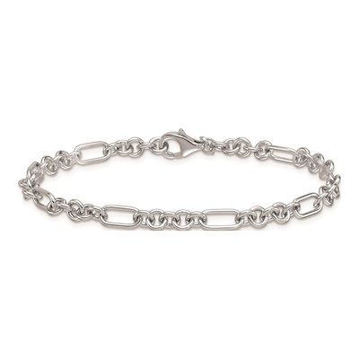 14K White Gold 4.6mm Fancy Link Chain Bracelet – view 5
