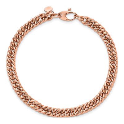 14K Rose Gold 5.5mm Fancy Link Chain Bracelet – view 6
