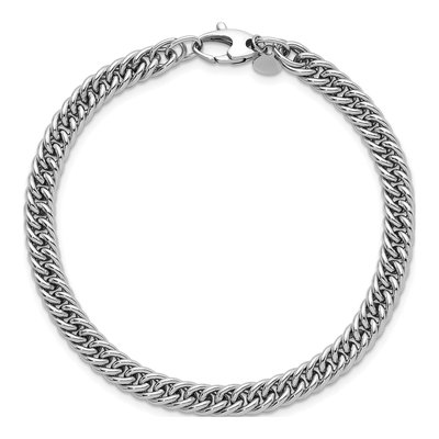 14K White Gold 5.5mm Fancy Link Chain Bracelet – view 6