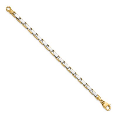 14K Two-Tone Gold 5.65mm Rectangular Fancy Link Chain Bracelet – view 3