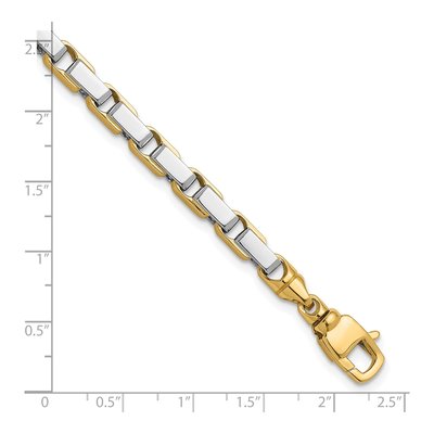 14K Two-Tone Gold 5.65mm Rectangular Fancy Link Chain Bracelet – view 4