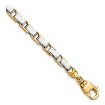 14K Two-Tone Gold 5.65mm Rectangular Fancy Link Chain Bracelet