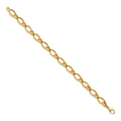 14K Yellow Gold 8.8mm Oval Fancy Link Chain Bracelet – view 3