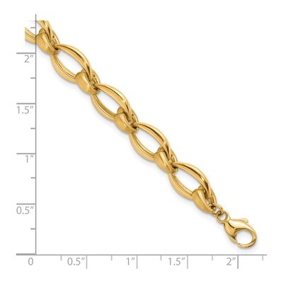 14K Yellow Gold 8.8mm Oval Fancy Link Chain Bracelet – view 4