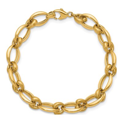 14K Yellow Gold 8.8mm Oval Fancy Link Chain Bracelet – view 6