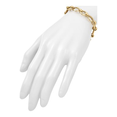 14K Yellow Gold 8.8mm Oval Fancy Link Chain Bracelet – view 7