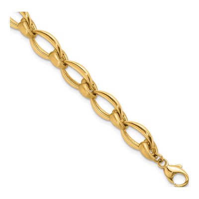 14K Yellow Gold 8.8mm Oval Fancy Link Chain Bracelet