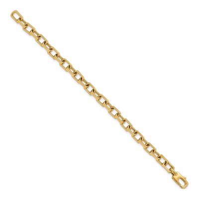 14K Yellow Gold 6.85mm Rectangular Fancy Link Chain Bracelet – view 3