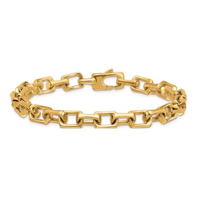 14K Yellow Gold 6.85mm Rectangular Fancy Link Chain Bracelet – view 5