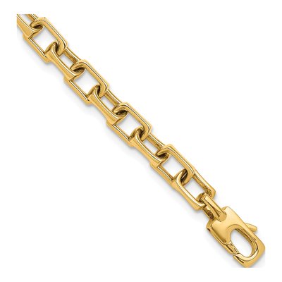 14K Yellow Gold 6.85mm Rectangular Fancy Link Chain Bracelet