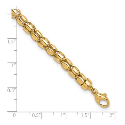 14K Yellow Gold 5.5mm Hollow Oval Barrel Link Chain Bracelet – view 4