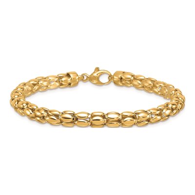 14K Yellow Gold 5.5mm Hollow Oval Barrel Link Chain Bracelet – view 5